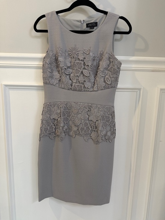 Tahari ASL Dresses & Skirts - Tahari ASL Light Gray Floral Lace Sheath Dress